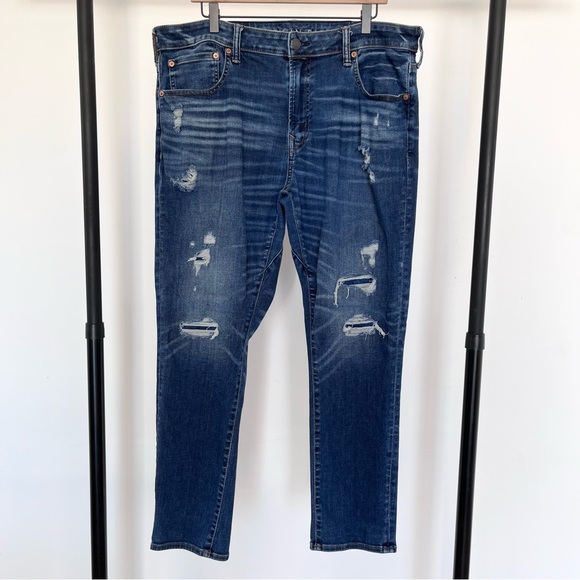American Eagle Outfitters AirFlex 360 Ripped Skinny Jean Men’s 40x30 - Picture 2 of 10